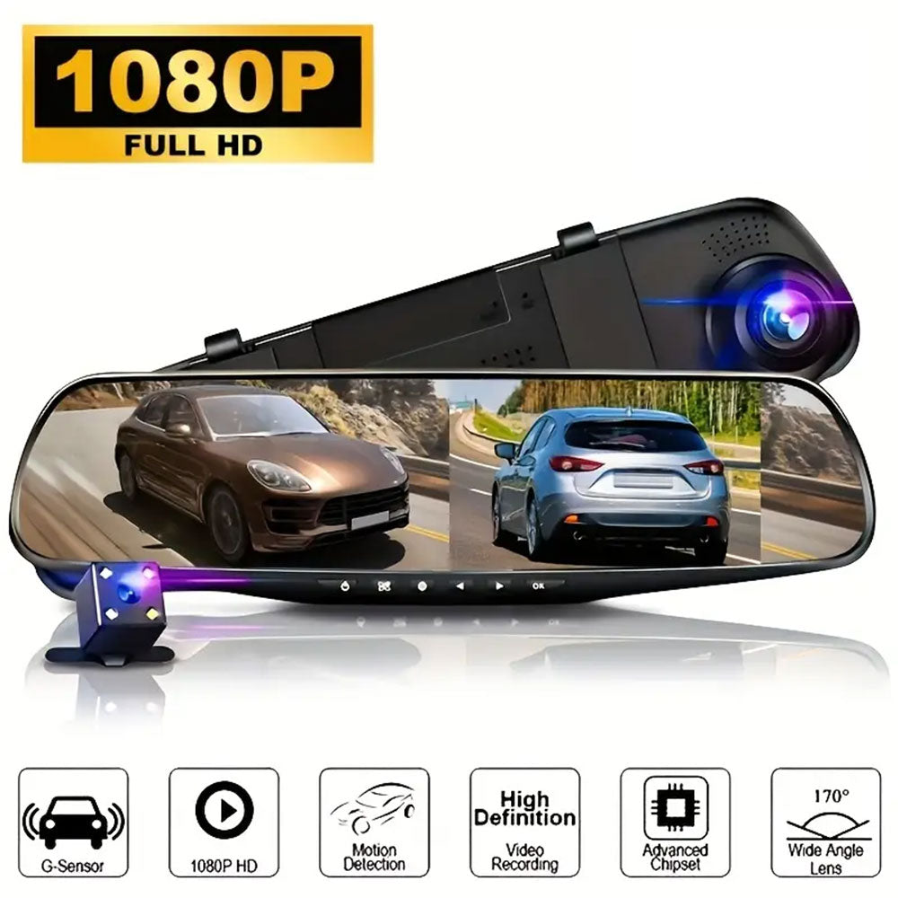 DriveProof™ – Full HD Dashcam Verwerkt in een Discrete Achteruitkijkspiegel