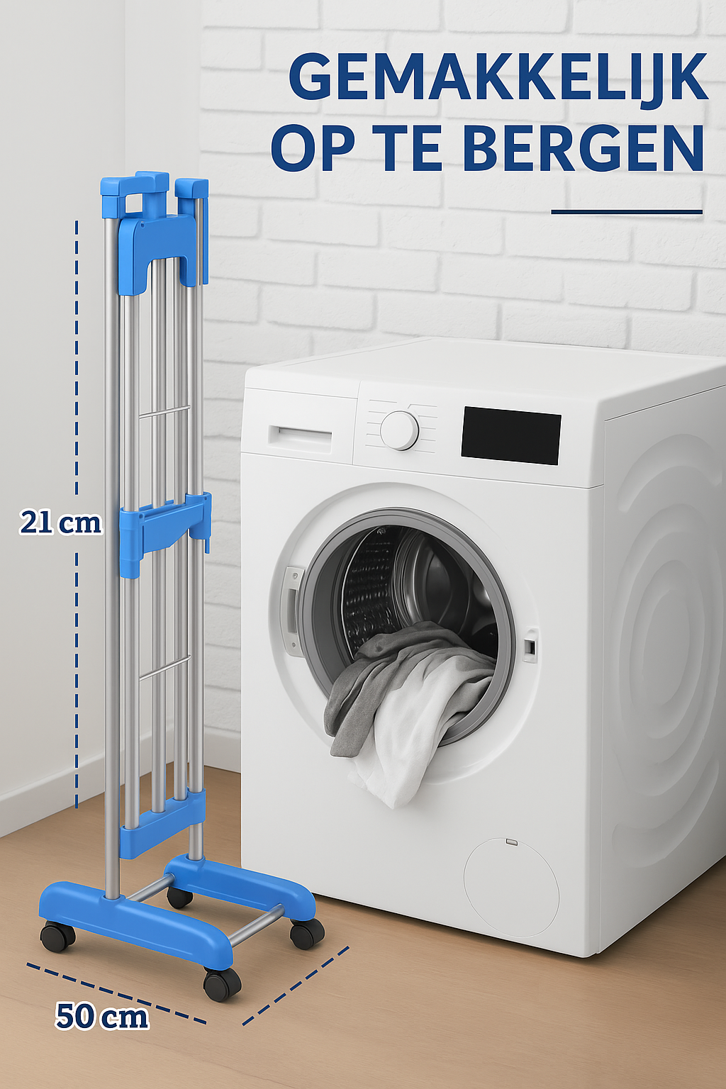 SpaceDry™ – Verrijdbaar & Opvouwbaar Droogrek met Kledinghangersteunen