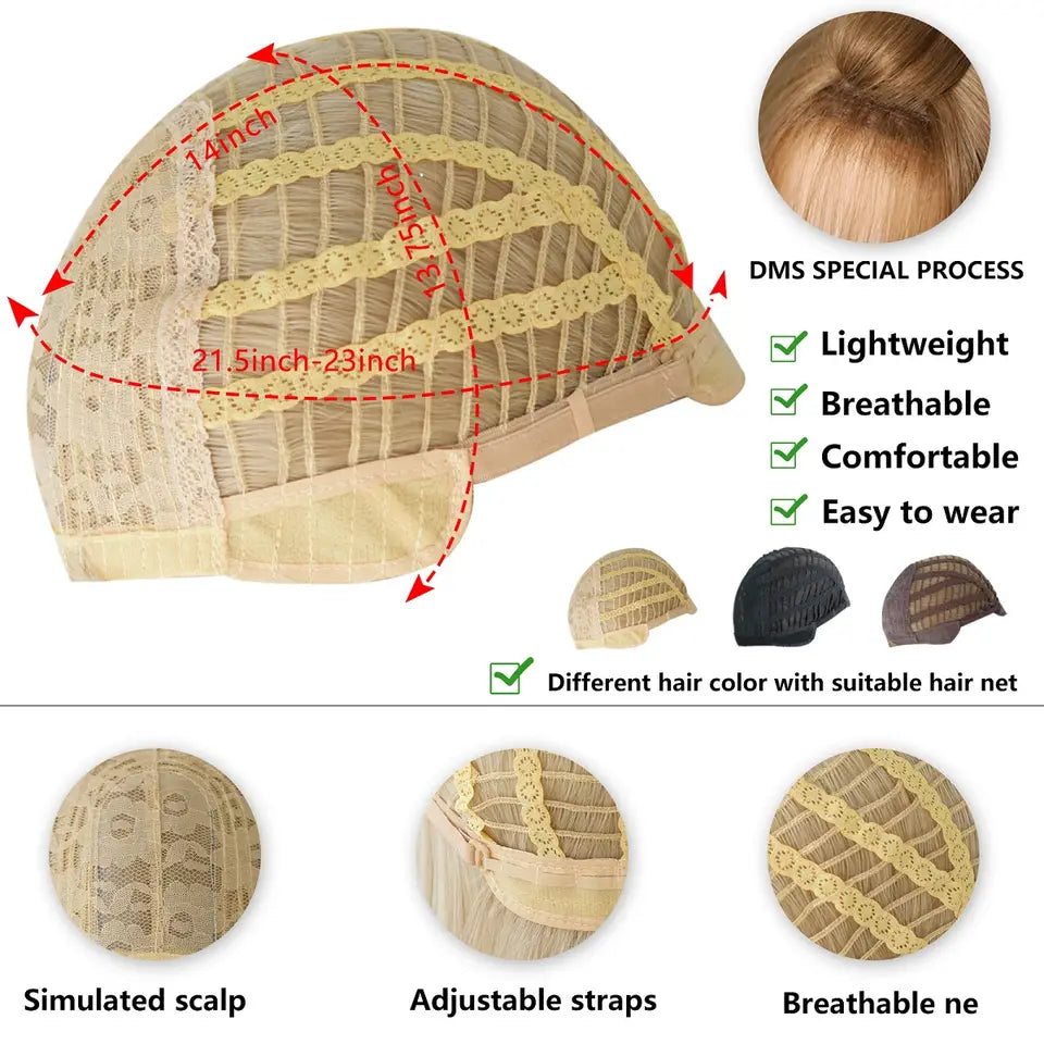 BangsBliss™ - Lange pruik met gelaagde pony voor een stijlvolle transformatie!