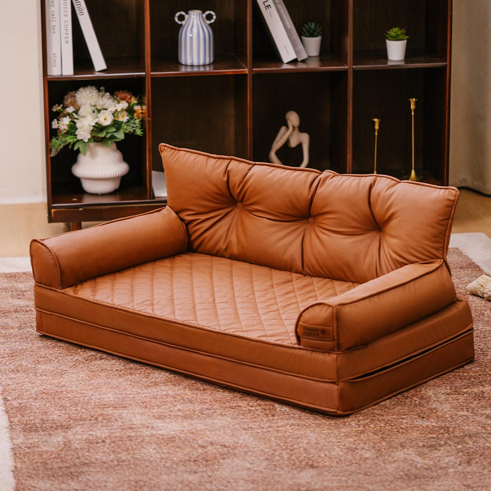 🐾 CoreLounge™ | Luxe Opvouwbaar Orthopedisch Hondenbed van Kunstleer – Extra Groot & Ondersteunend
