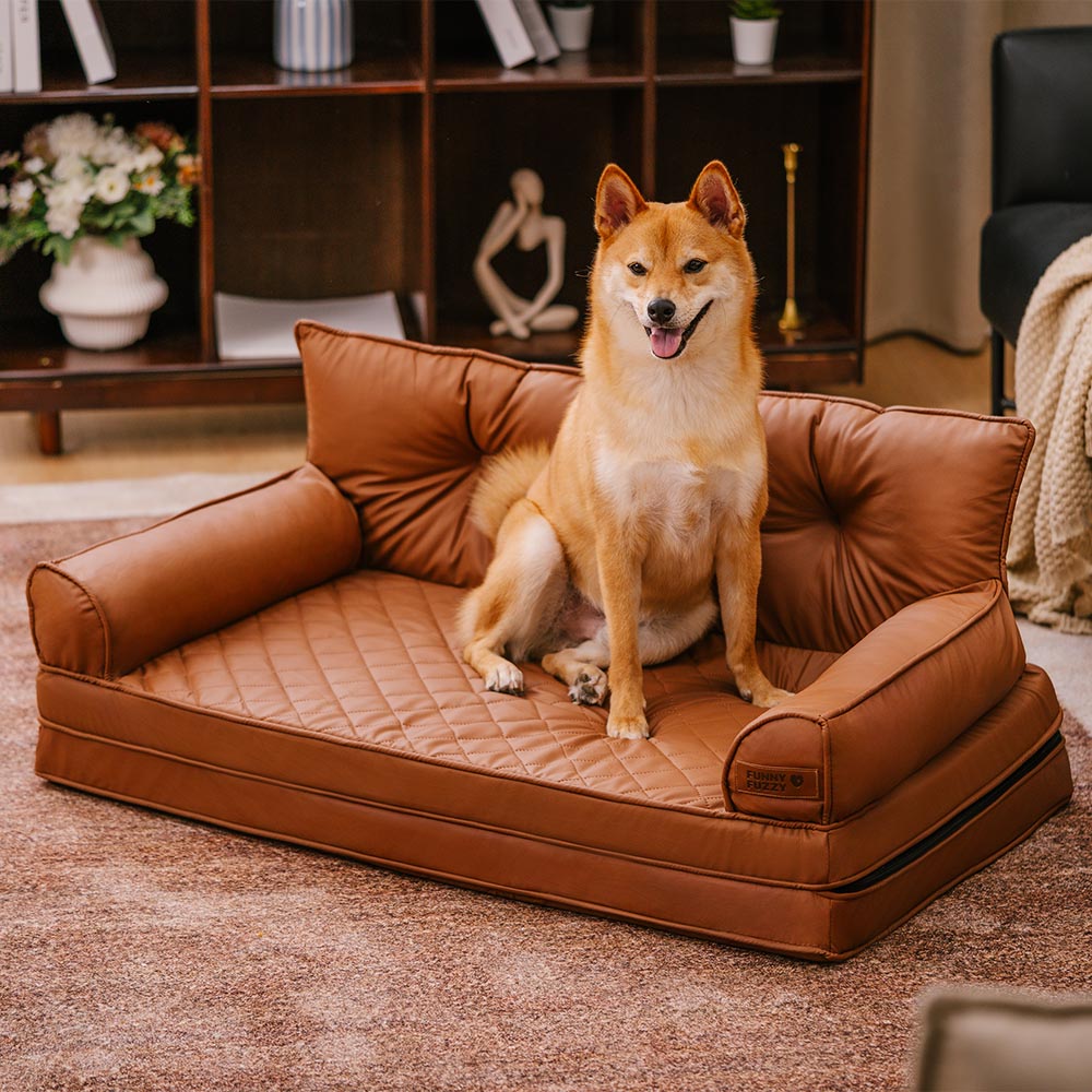 🐾 CoreLounge™ | Luxe Opvouwbaar Orthopedisch Hondenbed van Kunstleer – Extra Groot & Ondersteunend